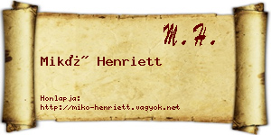 Mikó Henriett névjegykártya